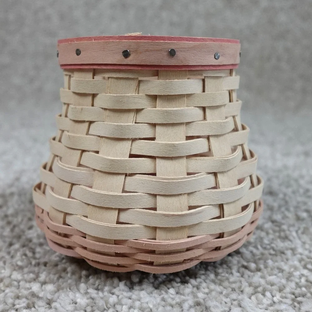 Longaberger 2009 Horizon of Hope Basket Pink Natural Woven Maple Wood Decor